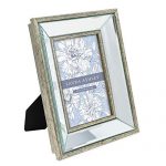 Laura Ashley 4x6 Silver Beveled Mirror Picture Frame, Classic Mirrored Frame with Deep Slanted Angle, Wall-Mountable, Made for Tabletop Display, Photo Gallery and Wall Art, (4x6, Silver)