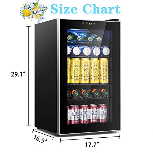 AGLUCKY 2.3 Cu.ft Beverage Refrigerator Cooler AGLUCKY 2.three Cu.ft Beverage Fridge Cooler, 85 Can Mini Drink Cooler Dispenser for Beer or Wine, Mini Fridge with LCD Temperature Management for Workplace, Bar, Residence or House（Silver）.