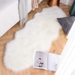 Carvapet Luxury Soft Faux Sheepskin Couch Seat Cushion Fake Fur Area Rugs for Bedroom and Living Room Runner, 2ft x 6ft, White