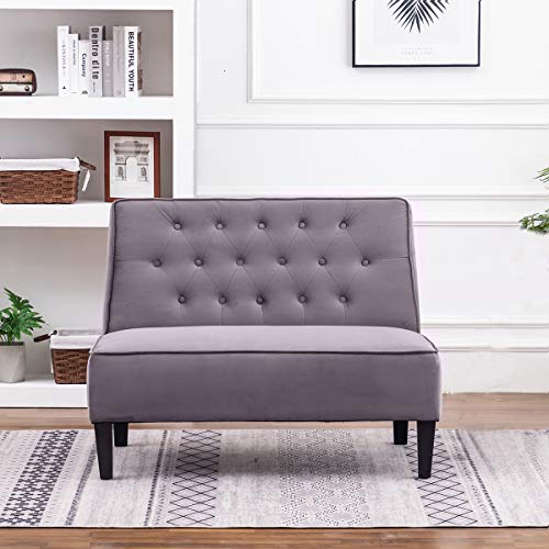 ANNJOE Button Tufted Loveseat Settee Upholstered Sofa Backrest Buckle Couch Banquette Bench for Dining Room Living Room Bedroom Funiture(Gray 2)