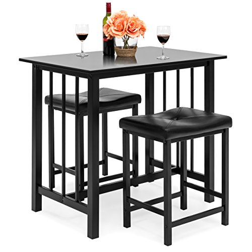 Best Choice Products Counter Height Dining Table Set w/ 2 Faux Leather Stools