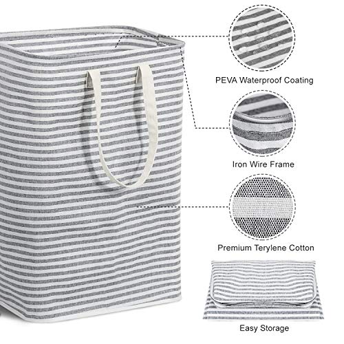 Lifewit 23.6" Freestanding Laundry Hamper Collapsible Large Clothes Basket Lifewit 23.6" Freestanding Laundry Hamper Collapsible Large Clothes Basket with Easy Carry Extended Handles for Clothes Toys, Grey.