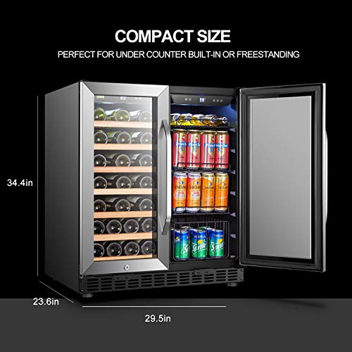 Lanbo 30 Inch Built-in Dual Zone Wine and Beverage Cooler Lanbo 30 Inch Constructed-in Twin Zone Wine and Beverage Cooler, 33 Bottle and 70 Can.