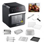 GoWISE USA GW44800-O Deluxe 12.7-Quarts 15-in-1 Electric Air Fryer Oven w/Rotisserie and Dehydrator + 50 Recipes, Black/Silver