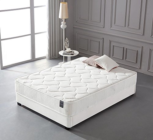 Smith & Oliver Cotton-10 Inch-Comfort Firm Sleep-Cool Memory Foam & Pocket Spring Mattress-Green Foam Certified Queen Queen White