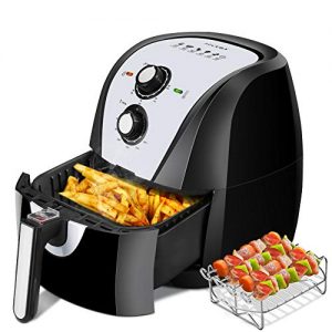 Secura Air Fryer XL 5.3 Quart 1700-Watt Electric Hot Air Fryers Oven Oil Free Nonstick Cooker w/Additional Accessories, Recipes, BBQ Rack & Skewers for Frying, Roasting, Grilling, Baking (White)
