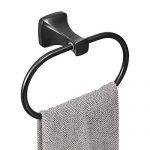 BESy Bathroom Hardware Accessory Hand Towel Ring,Oil Rubbed Bronze Stainless Steel Hand Towel Holder, Wall Mounted with Screws, Square Pedestal