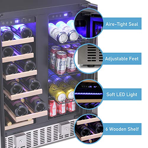 Antarctic Star 24 Inch Beverage Refrigerator Buit-in Wine Cooler Antarctic Star 24 Inch Beverage Fridge Buit-in Wine Cooler Twin Zone 2-Door Mini Fridge Digital Reminiscence Temperature Management, LED Gentle, Quiet Operation, Vitality Saving, Maintain 18 Bottles 60 Cans.