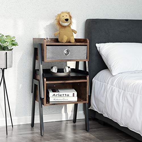 VASAGLE Industrial Nightstand, End Table with Metal Shelf Bundle Dimensions: 16.5 x 13.eight x 20.7 inches