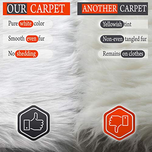 Premium Faux Sheepskin Fur Rug White - 2.3x5 feet Premium Fake Sheepskin Fur Rug White - 2.3x5 ft - Finest Additional Lengthy Shag Pile Carpet for Bed room Ground Couch - Delicate Fur Space Rug.
