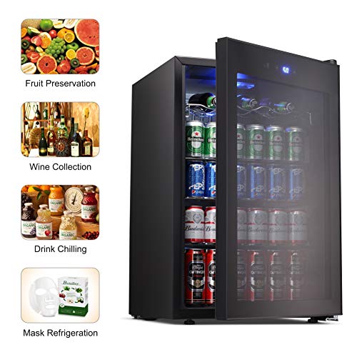 Joy Pebble Beverage Cooler and Refrigerator, 120 Can Mini Fridge Pleasure Pebble Beverage Cooler and Fridge 120 Can Mini Fridge with Glass Door for Soda Beer or Wine Small Drink Cooler for Dwelling Workplace or Bar (4.5 cu.ft).