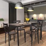 Dporticus 5-Piece Dining Set Industrial Style Wooden Kitchen Table and Chairs
