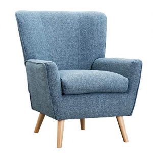 Accent Chair for Living Room, Fabric Reading Chair for Bedroom, Modern Chair Wingback, Reading Chair for Bedroom, Blue