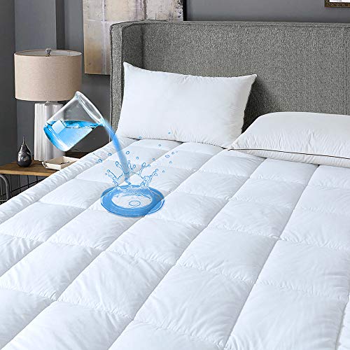 Cosybay Premium Waterproof Mattress Pad- White Fitted Sheet Super Soft -Breathable Mattress Cover Stretches up to 21 Inches Deep Mattress Topper-King（78×80 Inch）