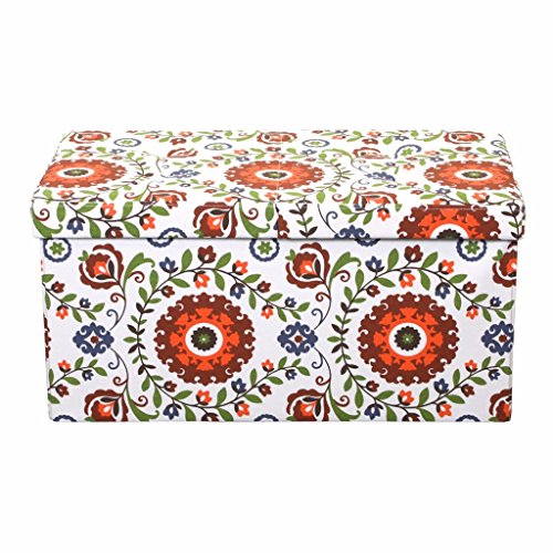 Otto and Ben Folding Toy Box Chest with SMART LIFT Top Otto &amp; Ben Folding Toy Box Chest with SMART LIFT Top, Mid Century Upholstered Ottomans Bench Foot Rest, Retro Floral.