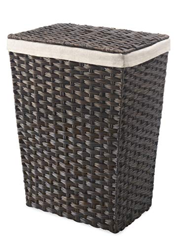 Whitmor Rattique Laundry Hamper with Lid and Removable Liner - Espresso