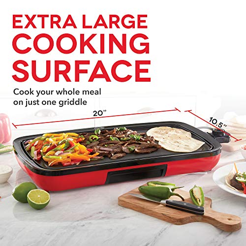 Nonstick Electrical Griddle for Pancakes, Burgers DASH DEG200GBRD01 On a regular basis Nonstick Electrical Griddle for Pancakes, Burgers, Quesadillas, Eggs & different on the go Breakfast, Lunch & Snacks with Drip Tray + Included Recipe E-book, 20in, Crimson.