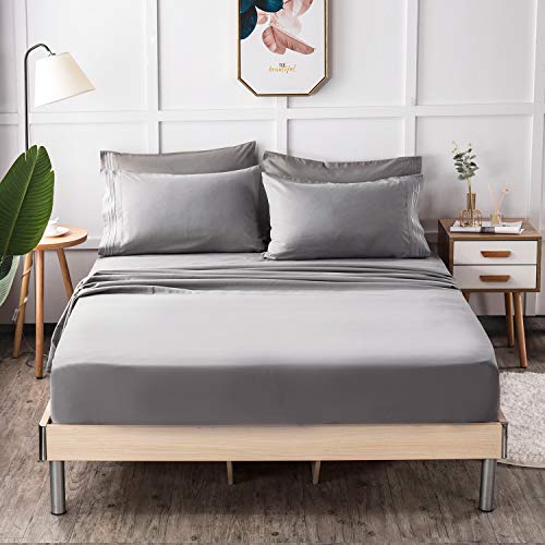 LIANLAM Queen 6 Piece Bed Sheets Set LIANLAM Queen 6 Piece Mattress Sheets Set - Tremendous Mushy Brushed Microfiber 1800 Thread Depend - Breathable Luxurious Egyptian Sheets Deep Pocket - Wrinkle and Hypoallergenic(Queen, Gray).