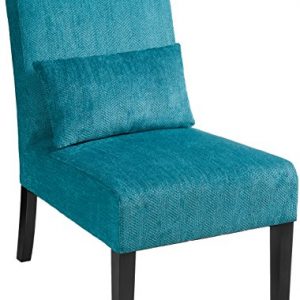 Red Hook Martina Contemporary Upholstered Armless Accent Chair with Back Pillow - Caribbean Blue