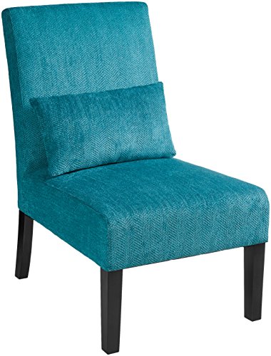 Red Hook Martina Contemporary Upholstered Armless Accent Chair with Back Pillow - Caribbean Blue