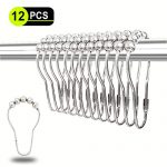 Yapicoco 12PCS Shower Curtain Hooks Rings, Stainless Steel Metal Rust-Resistant Shower Curtain Rings for Bathroom Shower Rods Curtains