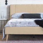 Full Size Platform Bed Frame and Tufted Upholstered Headboard, Mattress Foundation & Wooden Slat Support - No Spring Box Needed Bedframes, Wood Bedframe (Beige White)