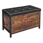 VASAGLE COPADION Storage Bench, Flip Top Storage Ottoman and Trunk with Padded Seat, Bed End Stool, Hallway Living Room Bedroom, Supports 198 lb, Industrial, Rustic Brown ULSC80BX