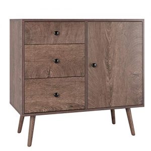 HOMFA Wide Dresser with 3 Drawer Chest and 1 Side Cabinet, 31L inch End Table Nightstand, File Storage Organizer Shelves, Accent Wood Frame Home Office, Light Wood Grain