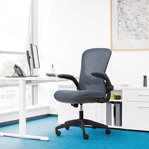Office Desk Chair Devoko, Ergonomic Mesh Chair Devoko Workplace Desk Chair Ergonomic Mesh Chair Lumbar Assist with Flip-up Arms and Adjustable Peak (Gray).
