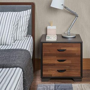 Depointer 3 Drawers Nightstand,Wood Bedside Storage Cabinet, Accent End Side Table Chest, Perfect for Home Furniture, Bedroom Living Room Accessories,Walnut&Espresso