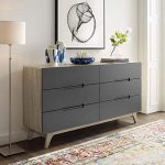 Modway Origin Contemporary Mid-Century Modern 6-Drawer Bedroom Dresser in Natural Gray