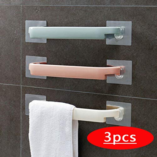 Anyren 3PC Bathroom Towel Rod Rack Self-Adhesive Bath Hand Towel Bar Anyren 3PC Bathroom Towel Rod Rack Self-Adhesive Bath Hand Towel Bar Hanging Holder Shower Bath Towel Hanger Holder Toilet Shelf (White).