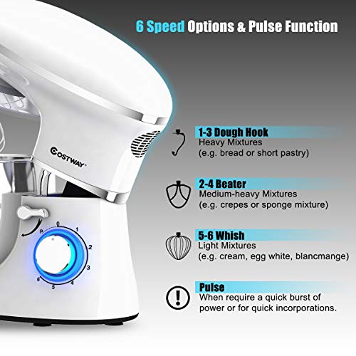 COSTWAY Stand Mixer, 660W Electric Kitchen Food Mixer with 6-Speed Control Package deal Dimensions: 15.zero x 9.5 x 13.zero inches