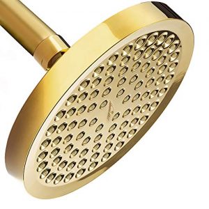 ShowerMaxx, Luxury Spa Series, 6 inch Round High Pressure Rainfall Shower Head, MAXX-imize Your Rainfall Experience with Rain Showerhead in Polished Brass/Gold Finish