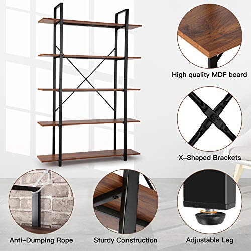Himimi 5 Tier Bookshelf, Open Vintage Industrial Style Bookshelves and Bookcase Bundle Dimensions: 51.2 x 14.6 x 9.Eight inches