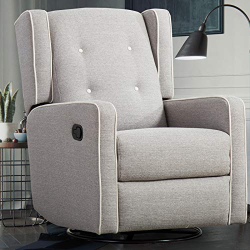CANMOV Swivel Rocker Recliner Chair, Manual Reclining Chair, Single Seat Reclining Chair, Gray