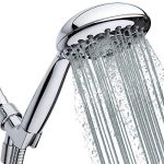 High Pressure Handheld Shower Head 6-Setting - Luxury 5" Hand held Rain Shower with Hose - Powerful Shower Spray Even with Low Water Pressure in Supply Pipeline - Low Flow Rainfall Showerhead
