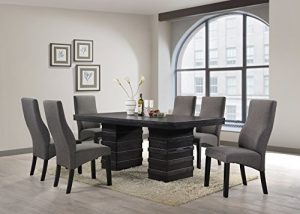 Kings Brand Furniture - Cappuccino Wood Wave Design Dining Room Kitchen, Table & 6 Chairs