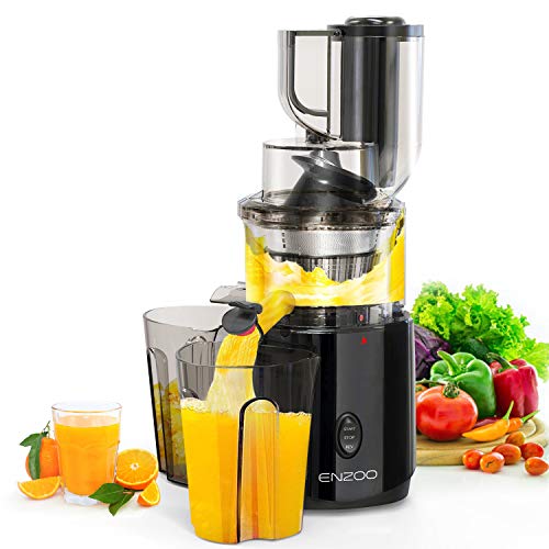 Juicer Machines, ENZOO Slow Masticating Juicer, Slow Cold Press Juicer Extractor, Slow Juicer Easy to Clean, Reverse Button, High Nutrition Reserve & Juice Yield Juice Machine with Juice Recipes&Brush