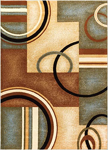 Deco Rings Gentle Blue Geometric Trendy Informal Space Rug Deco Rings Gentle Blue Geometric Trendy Informal Space Rug 5x7 ( 5'3" x 7'3" ) Simple to Clear Stain Fade Resistant Shed Free Summary Modern Colour Block Containers Strains Comfortable Dwelling Eating Room Rug