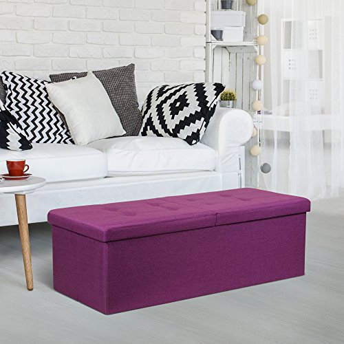 Otto and Ben Folding Toy Box Chest Upholstered Tufted Ottomans Otto &amp; Ben Folding Toy Box Chest Upholstered Tufted Ottomans, Orchid Purple.