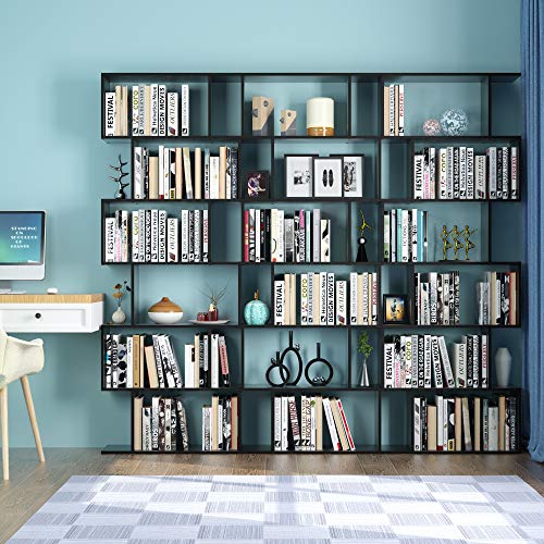 Homfa Bookshelf 6-Tier Bookcase S Shaped Bookshelf Homfa Bookshelf 6-Tier Bookcase S Formed Bookshelf, Free Standing Show Storage Cabinets Decor Furnishings for Residing Room Residence Workplace.