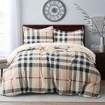 Villa Feel Classic Checker Duvet Cover King-100% Egyptian Cotton Bedding,Gingham Plaid Printed,3 Piece Set Percale Weave with Zipper Closure and Corner Ties(Classic Checker,King)