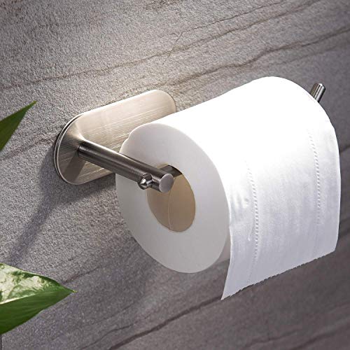 YIGII Adhesive Toilet Paper Holder - MST001 Self Adhesive Toilet Roll Holder for Bathroom Kitchen Stick on Wall Stainless Steel Brushed