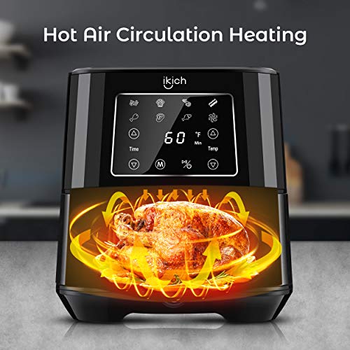 IKICH Air Fryer 6QT XL Larger Hot Air Fryer Cooker 85% Oilless IKICH Air Fryer 6QT XL Bigger Scorching Air Fryer Cooker 85% Oilless LED Digital Touchscreen Tremendous Simple Operation Wholesome Deep Fryer 7 Presets Nonstick Basket Dishwasher Secure Stainless Metal (CP195).