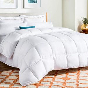 Linenspa All-Season White Down Alternative Quilted Comforter - Corner Duvet Tabs - Hypoallergenic - Plush Microfiber Fill - Machine Washable - Duvet Insert or Stand-Alone Comforter - Queen