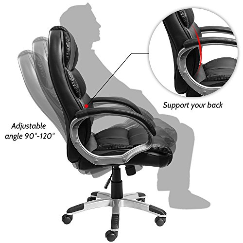 Furmax High Back Office Chair Adjustable Ergonomic Desk Chair Furmax Excessive Again Workplace Chair Adjustable Ergonomic Desk Chair with Padded Armrests,Government PU Leather-based Swivel Activity Chair with Lumbar Assist (Black).