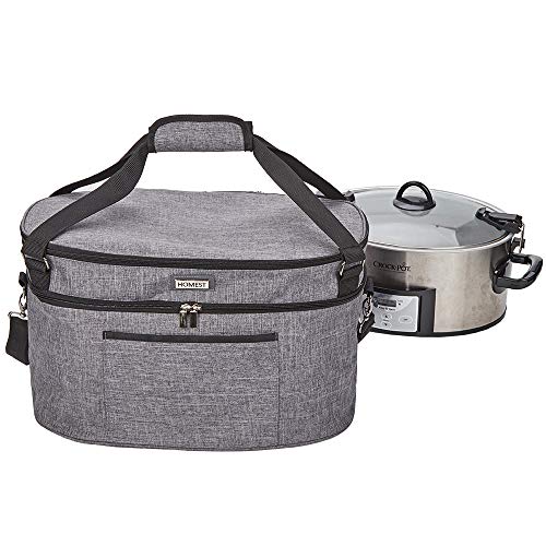 HOMEST Slow Cooker Travel Bag with Easy to Clean Lining HOMEST Slow Cooker Travel Bag with Easy to Clean Lining, Insulated Carrier with Zippered Accessory Pocket, Carry Case Compatible with Crock Pot 6-8 Quart (Patent Design).