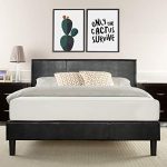Zinus Jade Faux Leather Upholstered Platform Bed / Mattress Foundation / Easy Assembly / Strong Wood Slat Support / Black, Queen