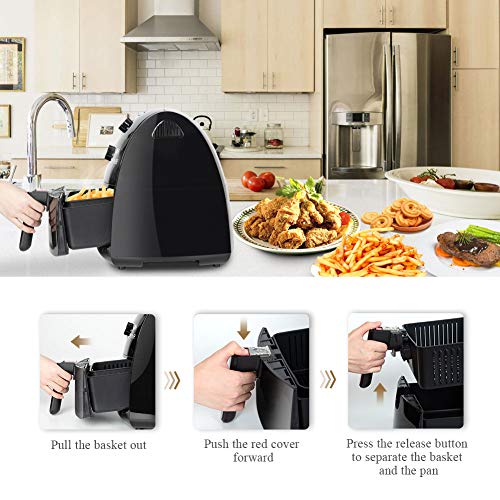 Secura Air Fryer 4.2Qt / 4.0L 1500-Watt Electric Hot XL Air Fryers Secura Air Fryer 4.2Qt / 4.0L 1500-Watt Electrical Scorching XL Air Fryers Oven Oil Free Nonstick Cooker w/Extra Equipment, Recipes, BBQ Rack &amp; Skewers for Frying, Roasting, Grilling, Baking.